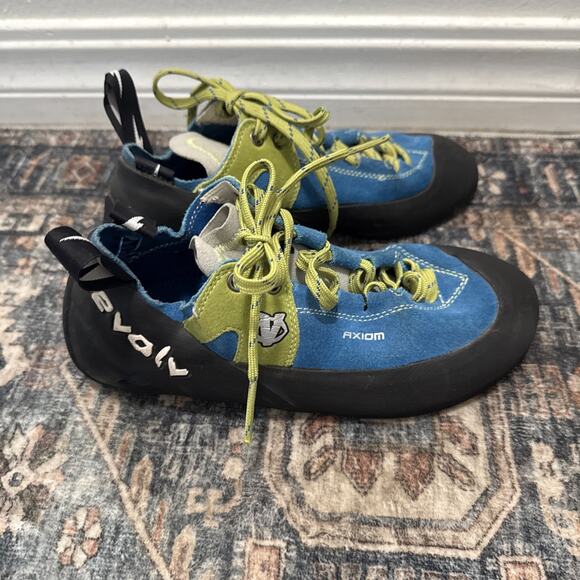 Evolv Axiom Climbing Shoes Women's 7.5 Blue Green Color Block Lace Up - Picture 1 of 4